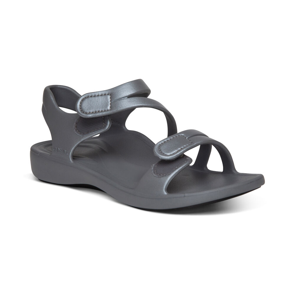 Aetrex Women's Jillian Sport Water-Friendly Sandals - Grey | USA 7GD5MW9